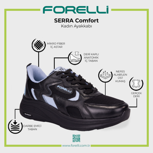Forelli SERRA-G Comfort Kadın Ayakkabı Siyah-Mavi - 9