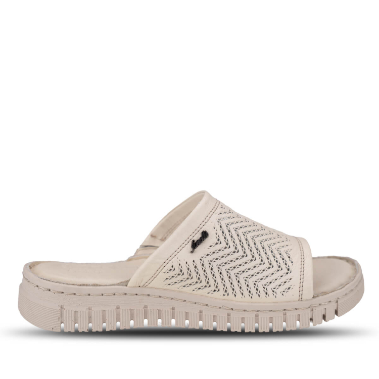 SOFIA-G Kadın Deri Terlik Ekru - Forelli