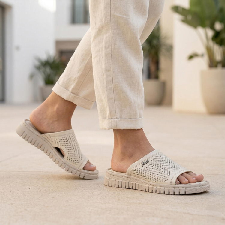 SOFIA-G Kadın Deri Terlik Ekru - Forelli (1)