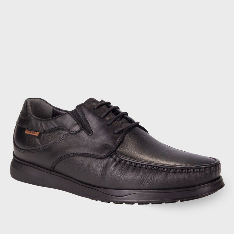 SOFT-G Erkek Deri Ayakkabı Siyah - Forelli (1)