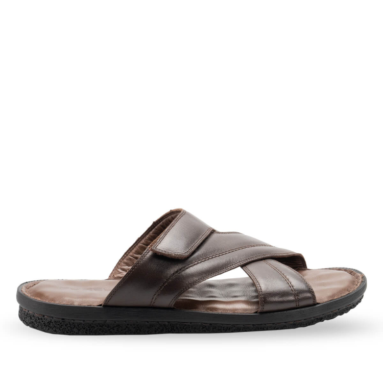 TALU-G Erkek Deri Terlik Kahve - Forelli