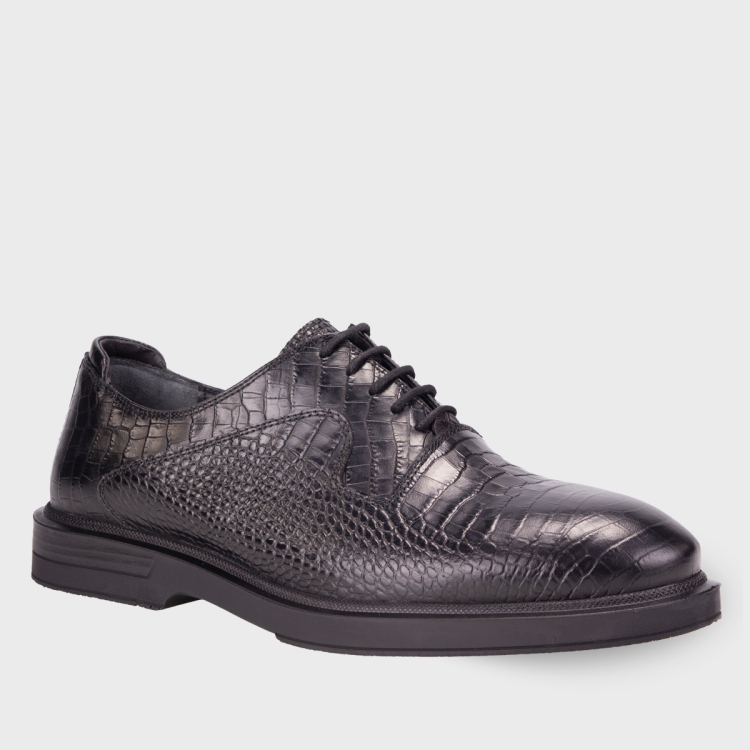 TEDD-G Erkek Deri Ayakkabı Siyah Kroko - Forelli (1)