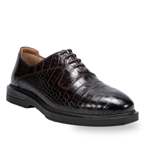 TEDD-G Erkek Deri Ayakkabı Kahve Kroko - 2