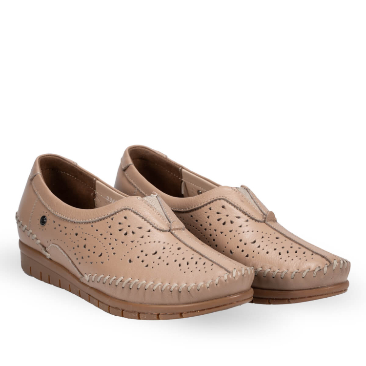 TWIN-G Kadın Deri Ayakkabı Açık Vizon - Forelli (1)