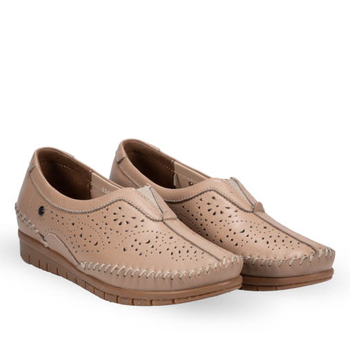 TWIN-G Kadın Deri Ayakkabı Açık Vizon - Forelli (1)