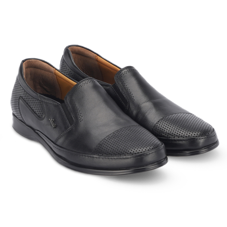 WAYNE-H Erkek Deri Ayakkabı Siyah - Forelli (1)