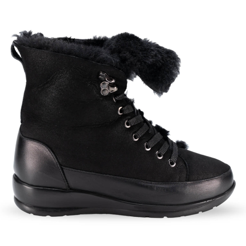 WOOL-K Kadın Kürklü Deri Bot Siyah - 1
