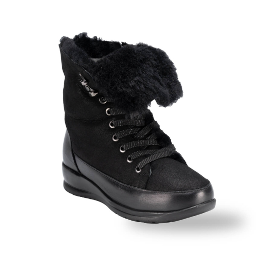 WOOL-K Kadın Kürklü Deri Bot Siyah - 2