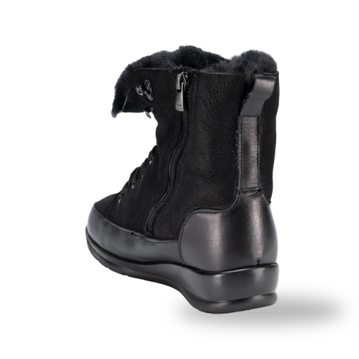 WOOL-K Kadın Kürklü Deri Bot Siyah - 3