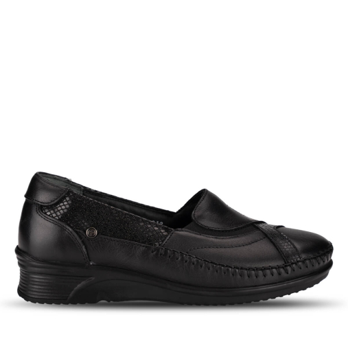 YONCA-H Kadın Deri Ayakkabı Siyah - Forelli