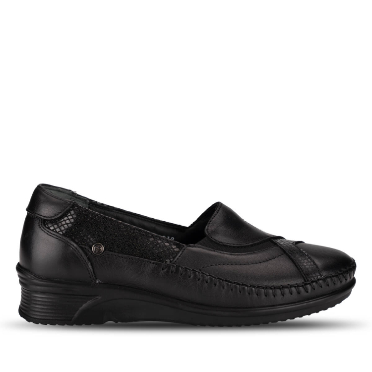 YONCA-H Kadın Deri Ayakkabı Siyah - Forelli