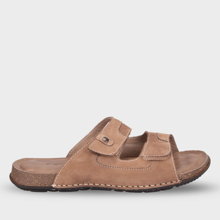 ZAYN-G Erkek Deri Terlik Kum Nubuk - Forelli