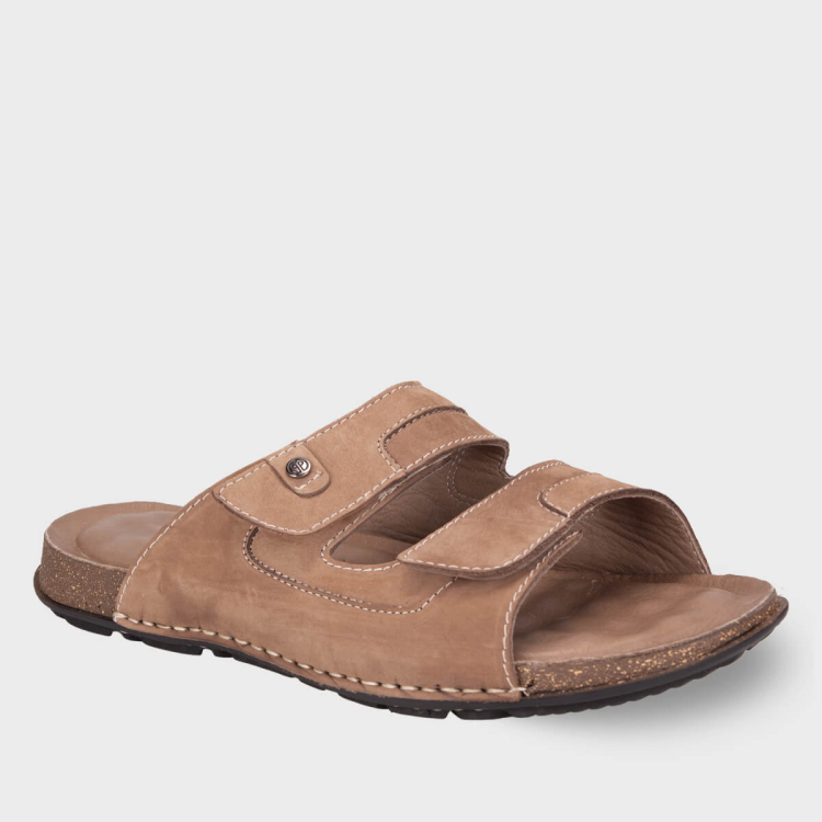 ZAYN-G Erkek Deri Terlik Kum Nubuk - Forelli (1)