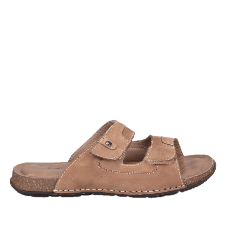 ZAYN-G Erkek Deri Terlik Kum Nubuk - Forelli