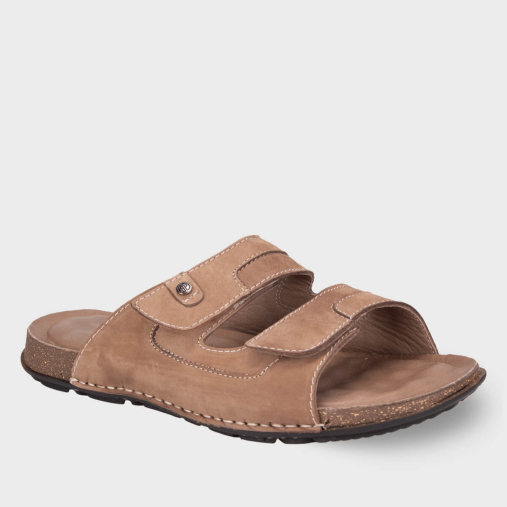 ZAYN-G Erkek Deri Terlik Kum Nubuk - Forelli (1)