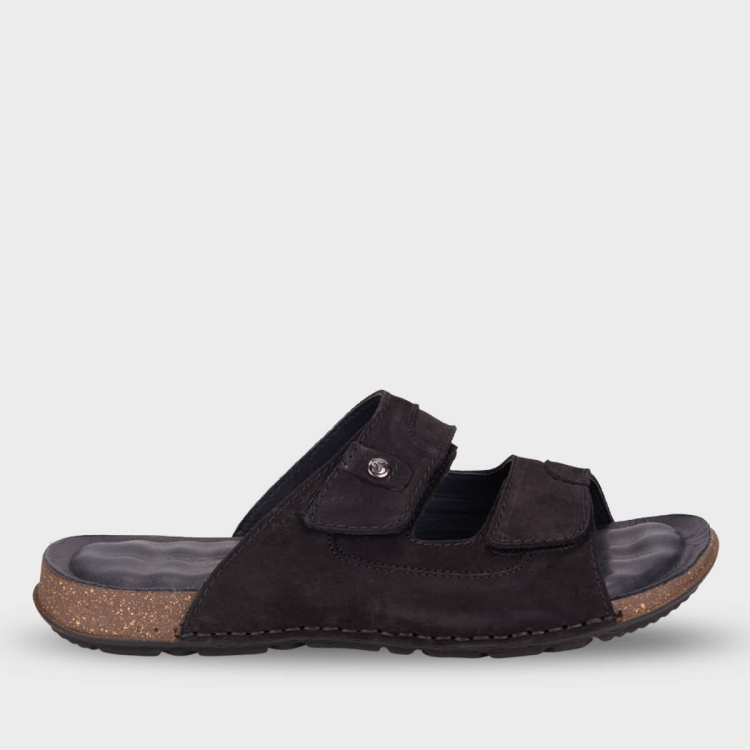 ZAYN-G Erkek Deri Terlik Siyah Nubuk - Forelli