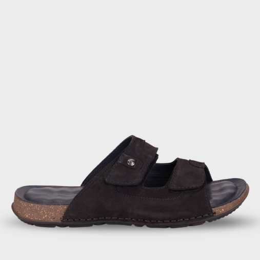 ZAYN-G Erkek Deri Terlik Siyah Nubuk - Forelli