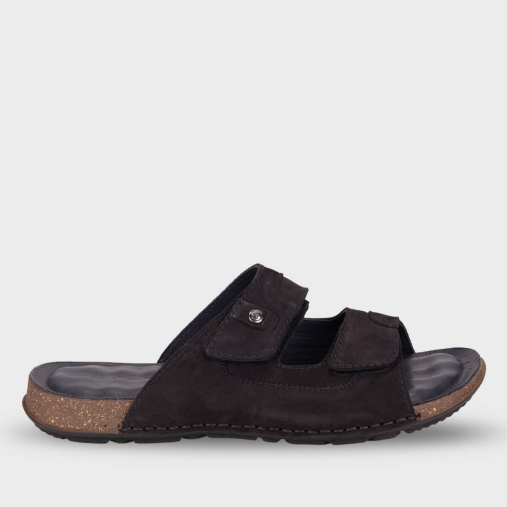 ZAYN-G Erkek Deri Terlik Siyah Nubuk - Forelli