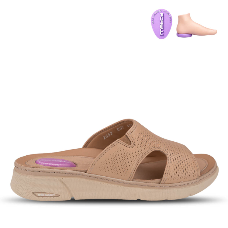 HANNA-G Kadın Deri Terlik Açık Vizon - Forelli