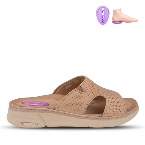 HANNA-G Kadın Deri Terlik Açık Vizon - Forelli