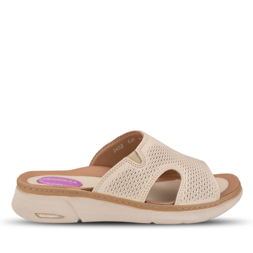 HANNA-G Kadın Deri Terlik Bej 