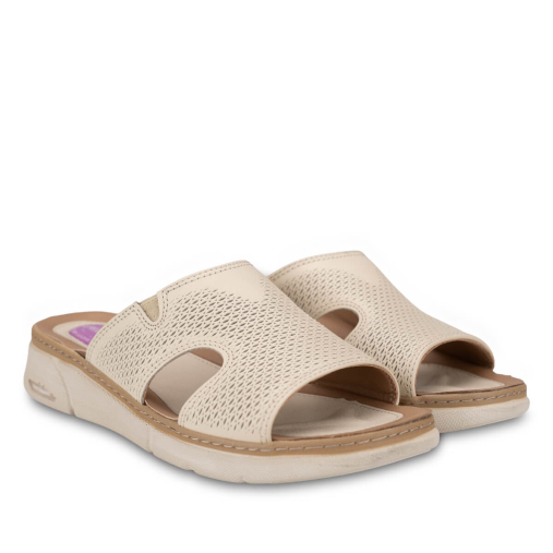 HANNA-G Kadın Deri Terlik Bej - 3