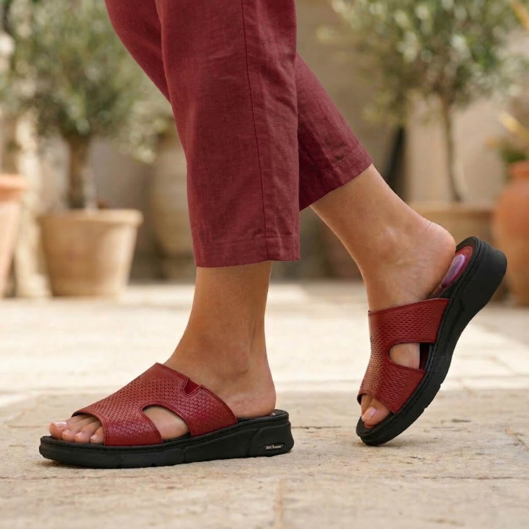 HANNA-G Kadın Deri Terlik Kırmızı - Forelli (1)