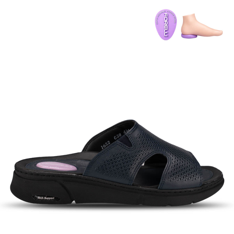 HANNA-G Kadın Deri Terlik Lacivert - Forelli