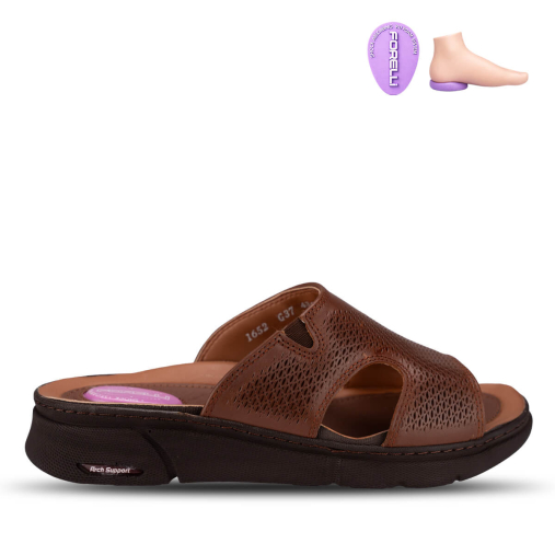 HANNA-G Kadın Deri Terlik Taba - Forelli