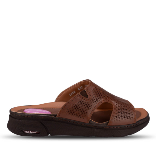 HANNA-G Kadın Deri Terlik Taba 