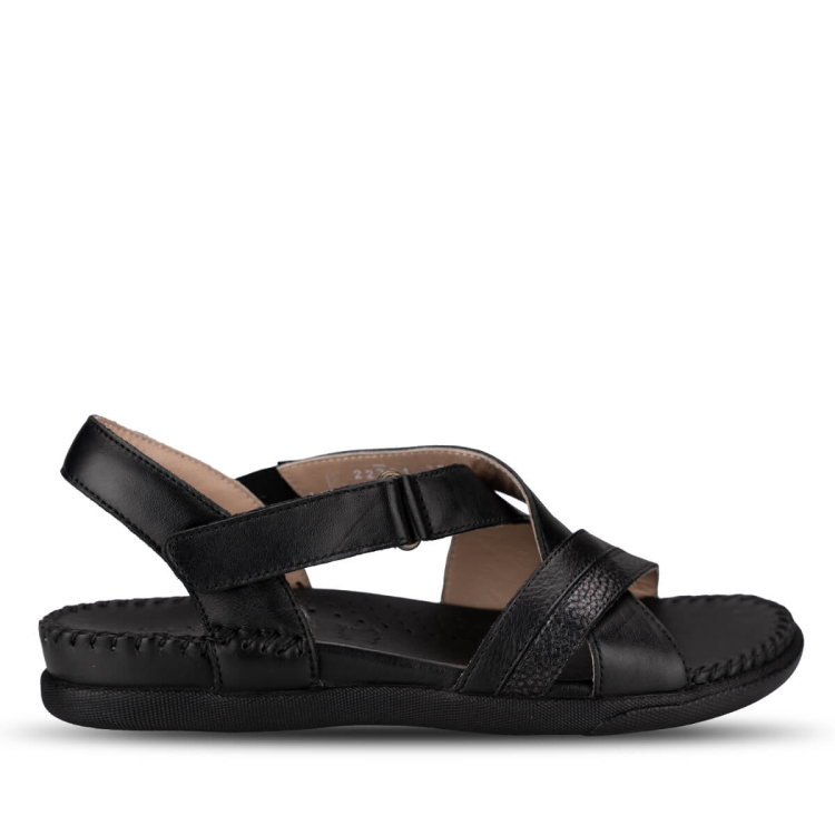 ILYA-G Kadın Deri Sandalet Siyah - Forelli