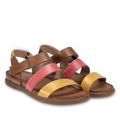 JESSE-G Kadın Deri Sandalet Taba-Sarı - 2