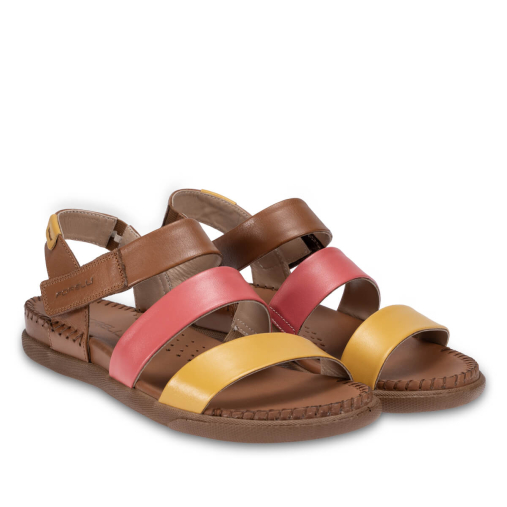 JESSE-G Kadın Deri Sandalet Taba-Sarı - 2