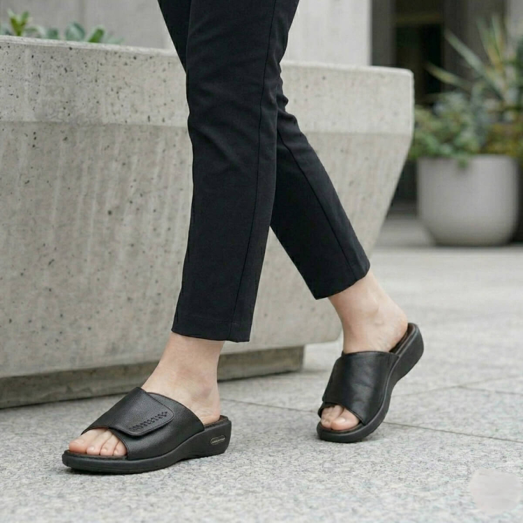 KAYLO-G Kadın Deri Terlik Siyah - Forelli (1)