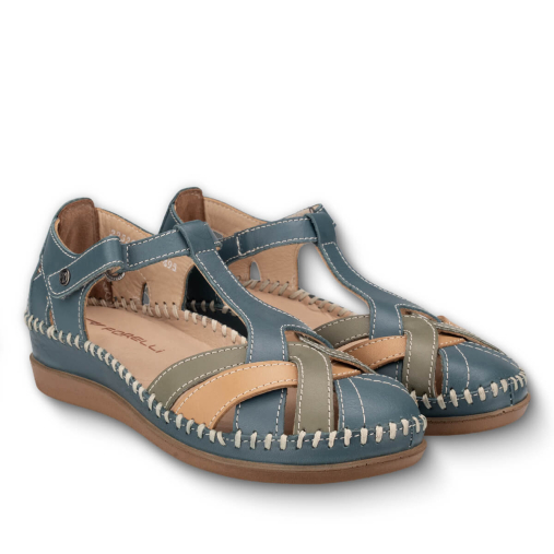 LARNI-G Kadın Deri Sandalet Bluejean-Taba - 2