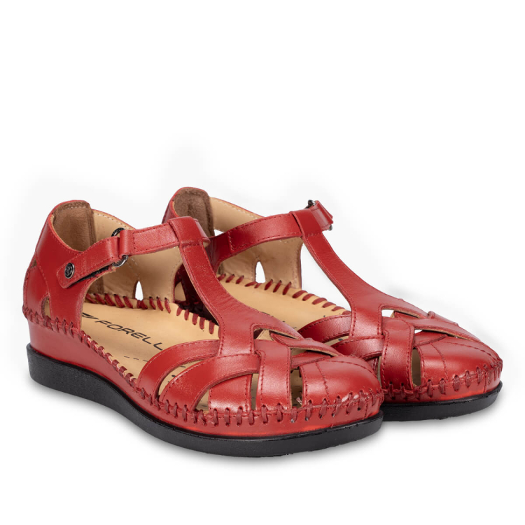 LARNI-G Kadın Deri Sandalet Kırmızı - Forelli (1)