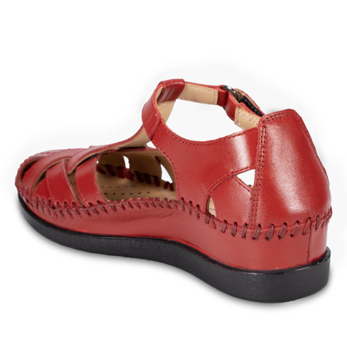 LARNI-G Kadın Deri Sandalet Kırmızı - 4
