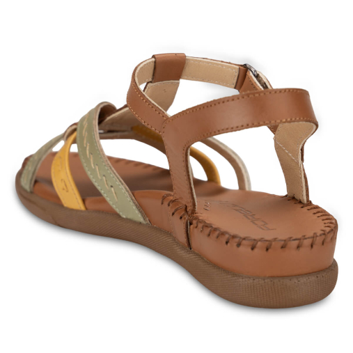 LUPIN-G Kadın Deri Sandalet Taba-Yeşil - 5