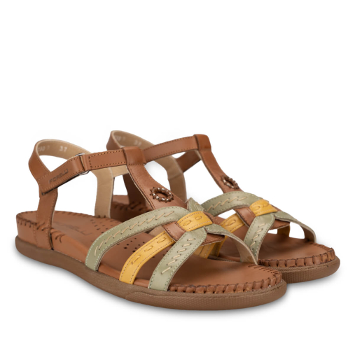 LUPIN-G Kadın Deri Sandalet Taba-Yeşil - 3