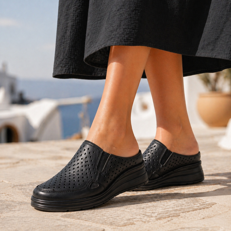 MANDI-H Kadın Deri Ayakkabı Siyah - Forelli (1)