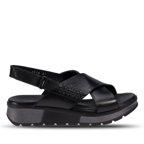 MAYON-G Kadın Deri Sandalet Siyah 