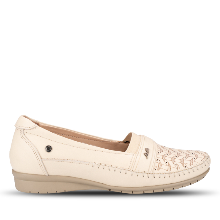 MIRAYE-H Kadın Deri Ayakkabı Bej - Forelli