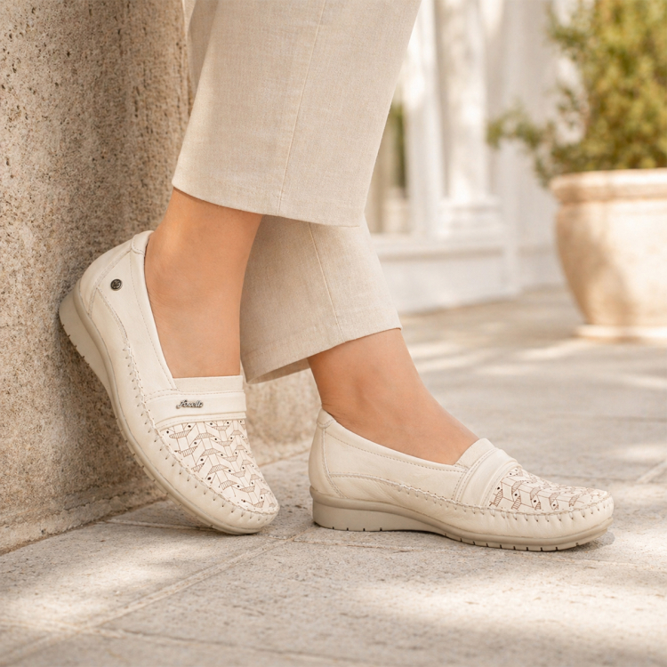 MIRAYE-H Kadın Deri Ayakkabı Bej - Forelli (1)