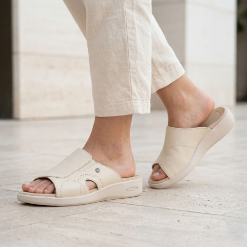 NAYE-G Kadın Deri Terlik Bej - 2