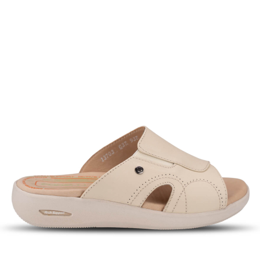 NAYE-G Kadın Deri Terlik Bej - Forelli