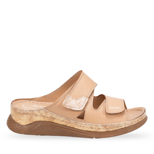 OSTUNI-H Kadın Deri Terlik Bej - Forelli