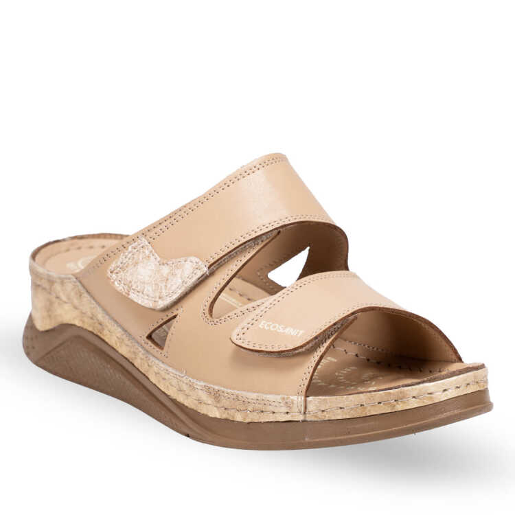OSTUNI-H Kadın Deri Terlik Bej - Forelli (1)