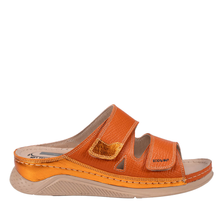 OSTUNI-H Kadın Deri Terlik Turuncu - Forelli