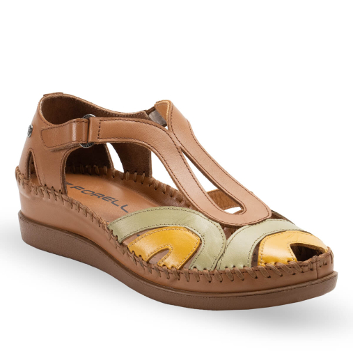 SALLY-G Kadın Deri Sandalet Taba-Yeşil - 4