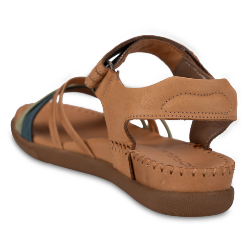 SIDNEY-G Kadın Deri Sandalet Taba-Yeşil - 5